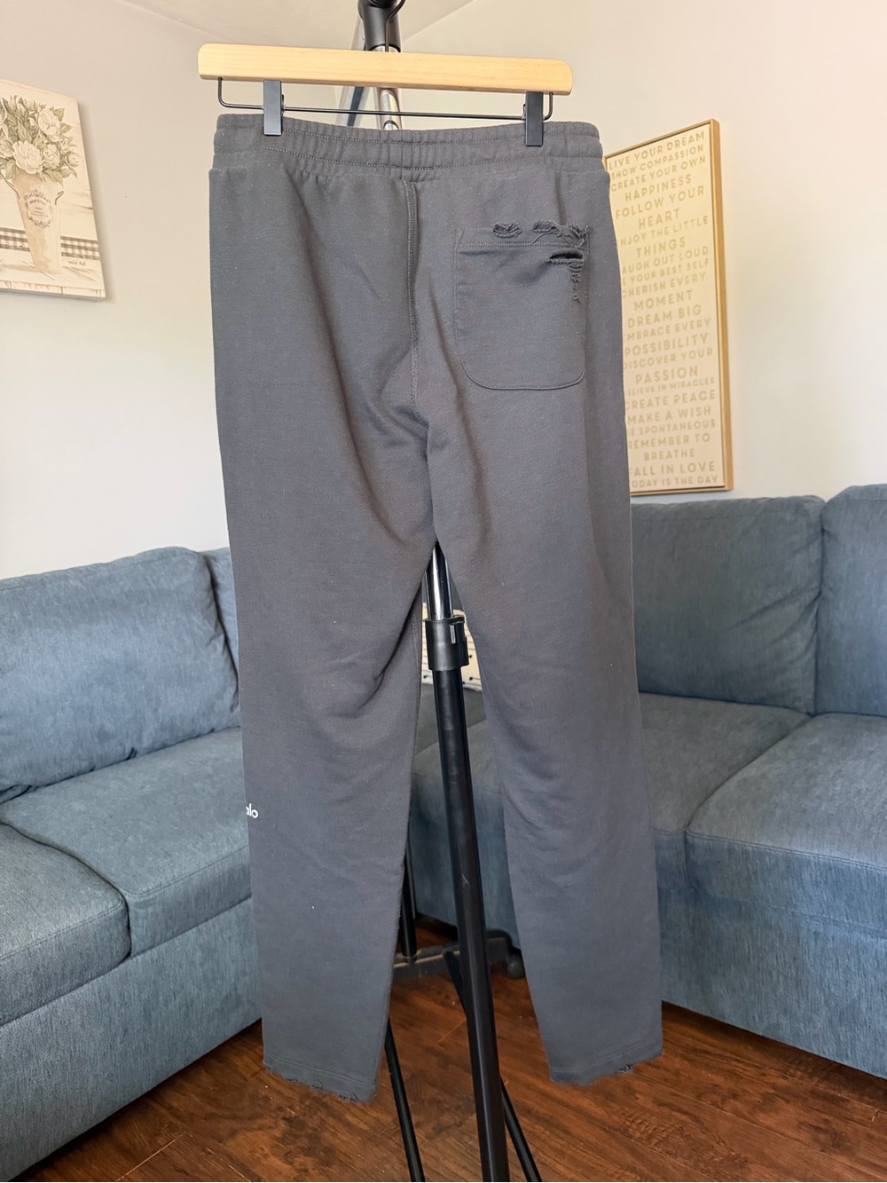 ALO Yoga Women's Distressed Track Joggers - Charcoal - Picture 3 of 6